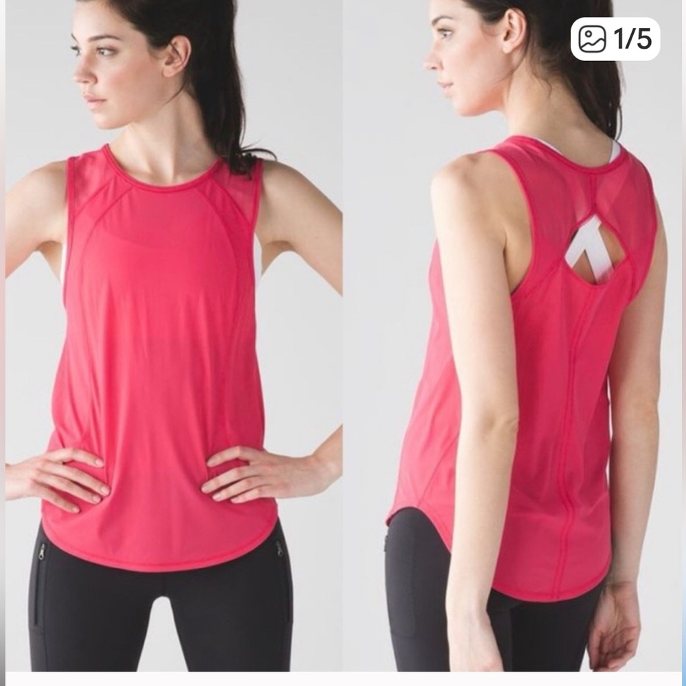 lululemon athletica coral Tank pink Red Top